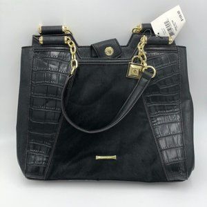 Anne Klein Black Fur & Leather Shoulder Bag